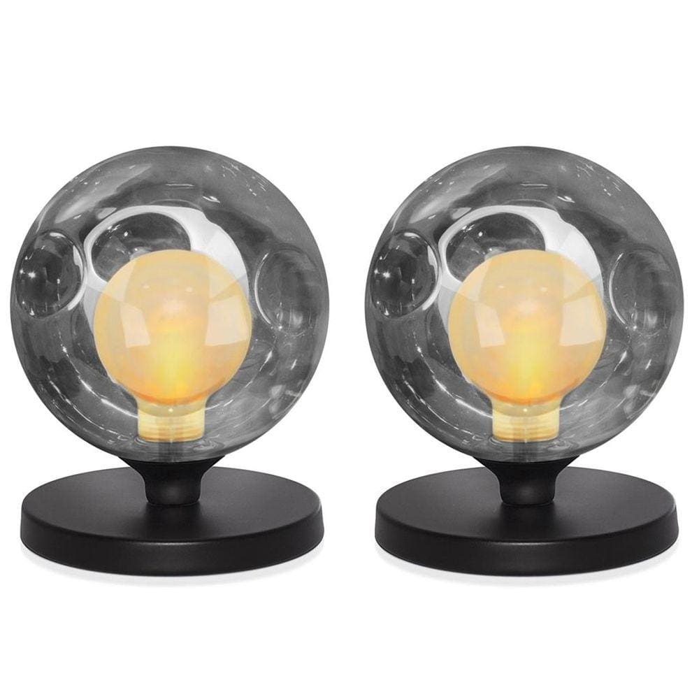 2 Luminárias de mesa TOUCH Harmony Fumê Base Redonda Preta