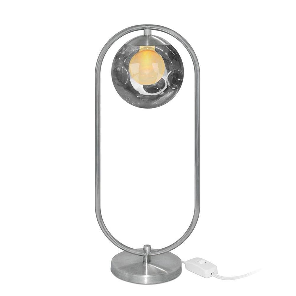 Abajur Luminaria de Mesa de Luxo Aro Prata Harmony Fumê