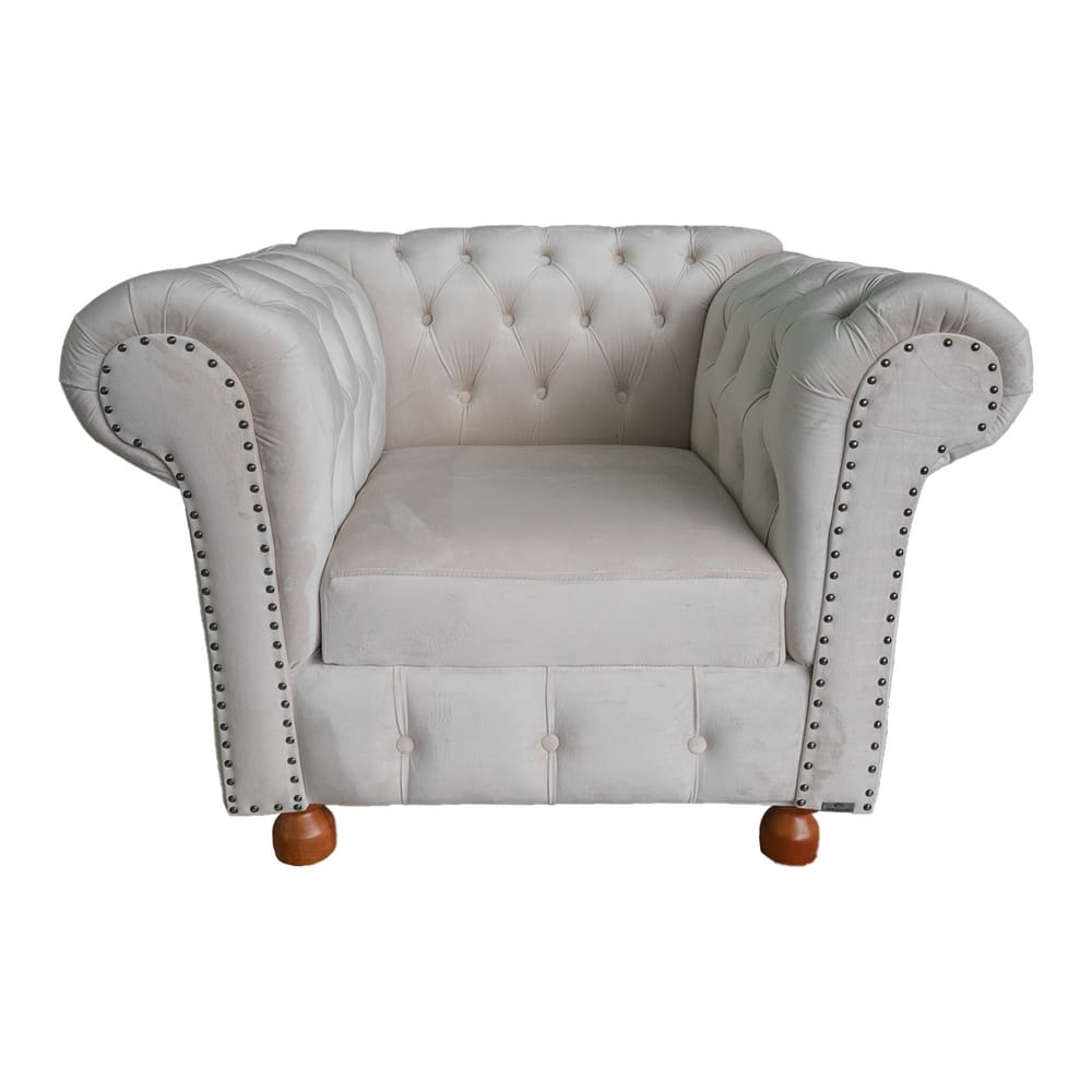 Poltrona Chesterfield Capitone Luis XV Suede Nude /  Decoracao , Sala estar, tv, recepção, barbearia