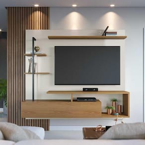 Home Painel Suspenso 180cm Maui Led Off White/freijó G73 - Gran Belo