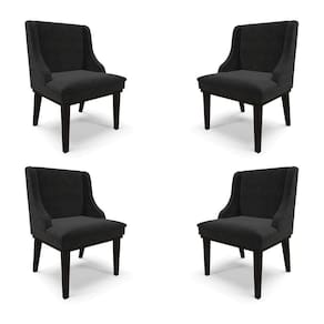 Kit 4 Cadeiras Decorativas Sala De Jantar Base Fixa De Madeira Firenze Suede Preto G19 - Gran Belo