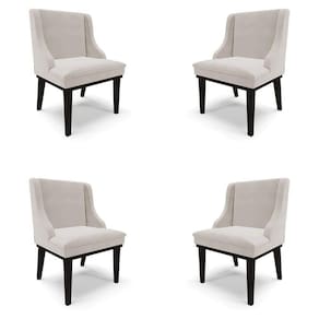 Kit 4 Cadeiras Decorativas Sala De Jantar Base Fixa De Madeira Firenze Veludo Cinza/preto