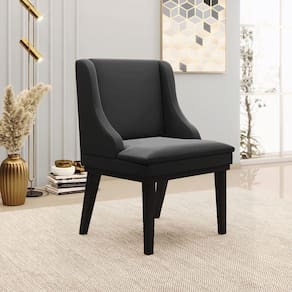 Cadeira Decorativa Sala De Jantar Base Fixa De Madeira Firenze Veludo Preto G19 - Gran Belo