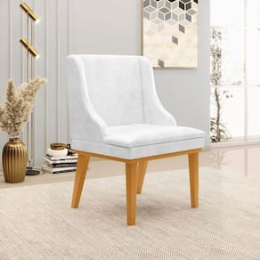 Cadeira Decorativa Sala De Jantar Base Fixa De Madeira Firenze Pu Branco Brilho/castanho
