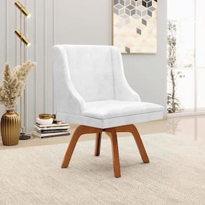 Cadeira Decorativa Sala De Jantar Base Giratória De Madeira Firenze Pu Branco Brilho/natural G19