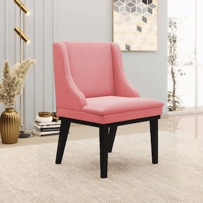 Cadeira Decorativa Sala De Jantar Base Fixa De Madeira Firenze Suede Rosê/preto G19 - Gran Belo