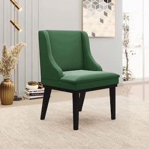 Cadeira Decorativa Sala De Jantar Base Fixa De Madeira Firenze Veludo Verde/preto G19 - Gran Belo