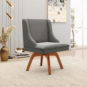 Cadeira Decorativa Sala De Jantar Base Giratória De Madeira Firenze Suede Grafite/natural