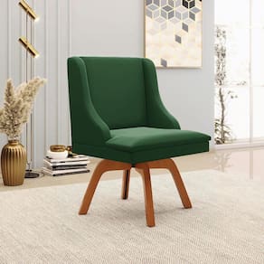 Cadeira Decorativa Sala De Jantar Base Giratória De Madeira Firenze Veludo Verde/natural G19