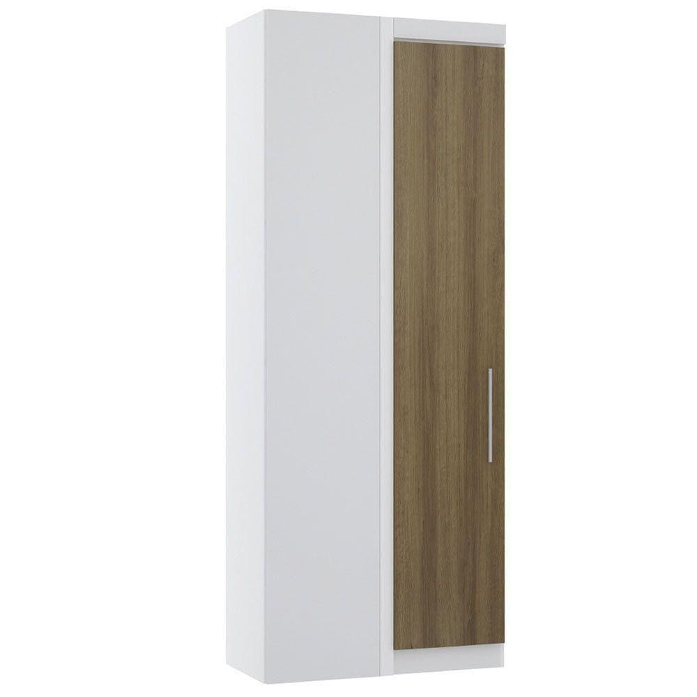 Guarda Roupa De Canto Reto Modulado 90cm 1 Porta Alpes Luciane Móveis Branco Pf Com Avelã Pf