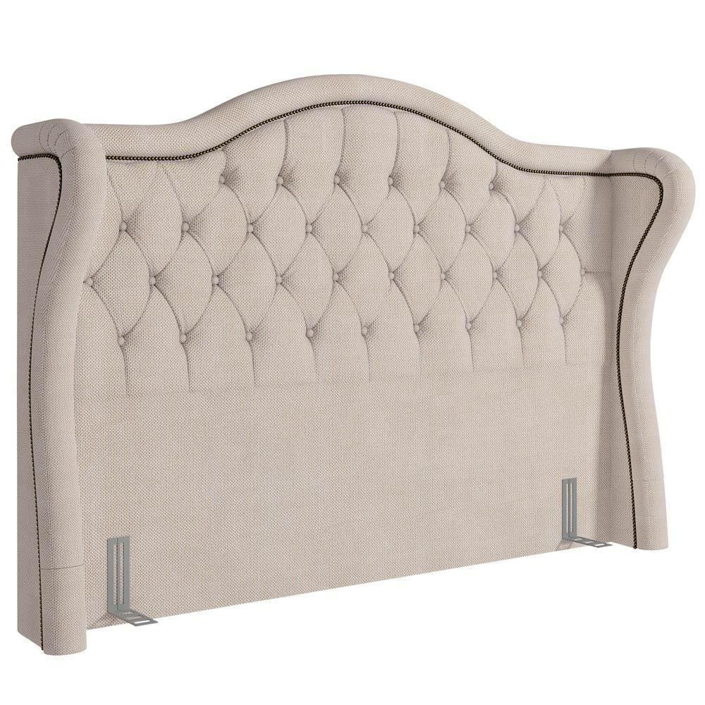 Cabeceira Cama Box Casal Queen 160Cm Antibes P02 Linho Bege Cru