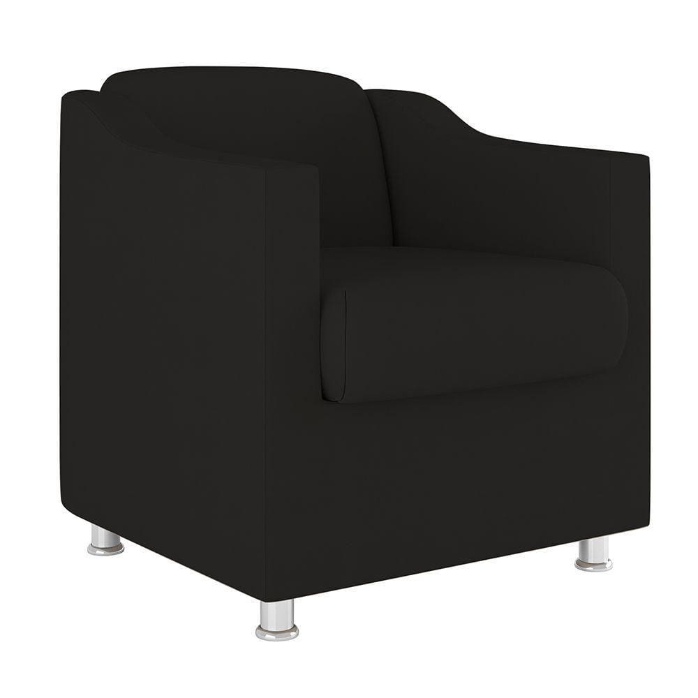 Poltrona Decorativa Tilla Consultório Recepção Suede Cor:Preto