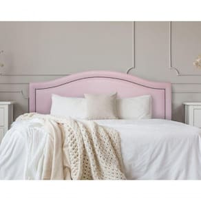 Cabeceira Casal Curva Luxo 140x60 Courino Rosa - Tachas Fumê