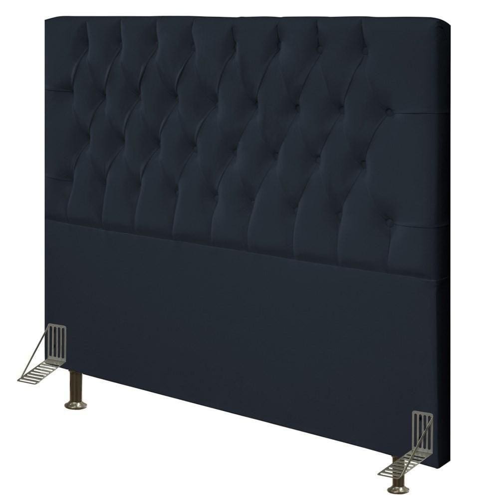 Cabeceira Cama Box Casal Queen 160Cm Diamante Veludo J02 Preto
