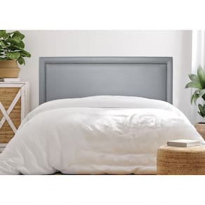 Cabeceira Queen Reta Luxo 160x60 Courino Cinza - Tachas Fumê