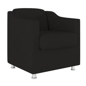 Cadeira Poltrona Decorativa Recepção Hospital Tecido Suede Cor:Preto