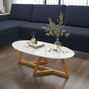 Mesa De Centro Classic Branco/Nature- Tebarrot
