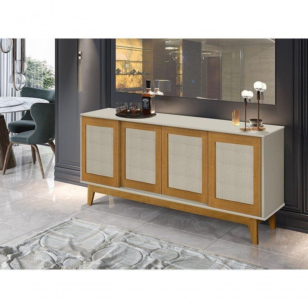 Buffet Detroit 4 Portas Off White / Madeira - Tebarrot