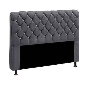 Cabeceira Estofada Fernanda 140 Cm Casal Veludo Cinza Cinza Speciale Home Cinza