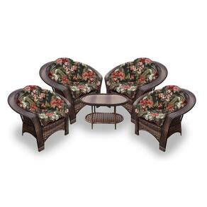 Conjunto De Poltronas Fibra Sintética 19 - 4 Poltronas + 1 Mesa Centro - Tecido Maui Preto