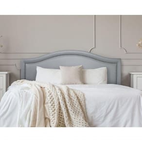 Cabeceira Queen Curva Luxo 160x60 Courino Cinza - Tachas Fumê