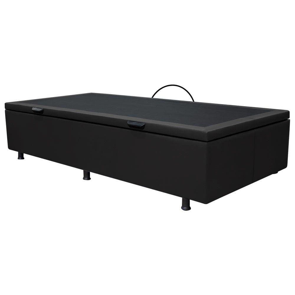 Base Box Baú Para Cama Solteiro 88x188cm Liz S05 Sintético Preto - Mpozenato