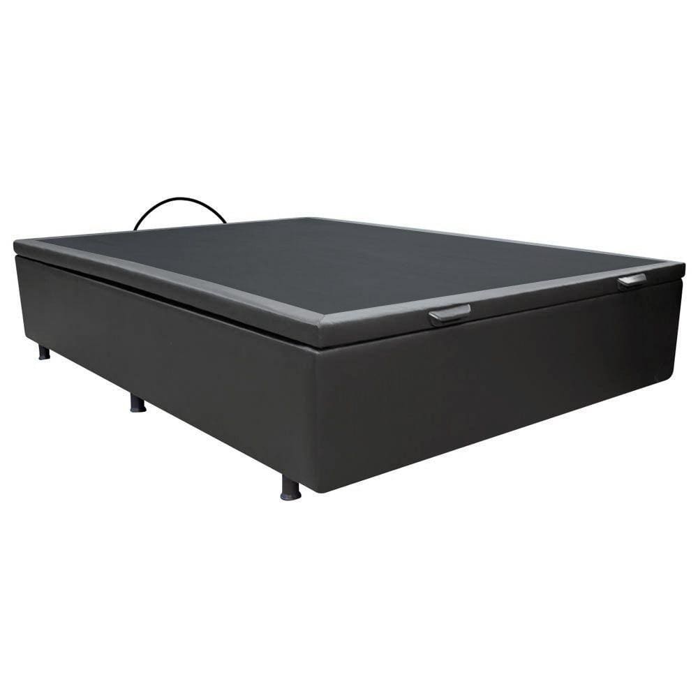 Base Box Baú Para Cama Casal 138x188cm Liz S05 Sintético Preto - Mpozenato