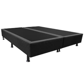 Base Box Para Cama Casal Queen 158x198cm Bipartido Liz S05 Suede Bordado Preto - Mpozenato