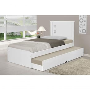 Cama Bibox Solteiro Barcelona Branco / Preto Com Dois Colchões - Tebarrot