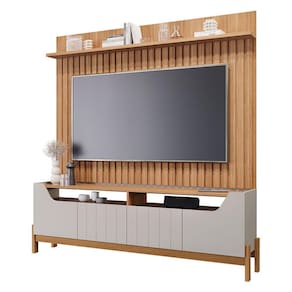 Estante Home Theater para TV 70 com 4 Portas Moema Permóbili Off White/Nature - 100% MDF