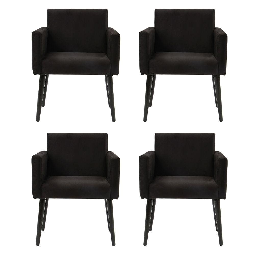 Kit 4 Poltronas Luca Tecido Suede para Recepção - Preto