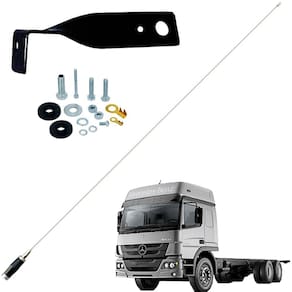 Antena Px Inox Mini Maria Mole 1,4m Mb Dianteiro Frontal Atego Motorista Parafusos Anti-furto