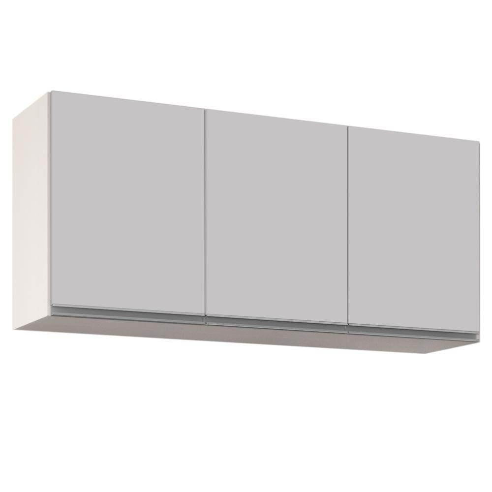 Armário Aéreo De Cozinha 120cm 3 Portas Virgínia Branco - Lumil