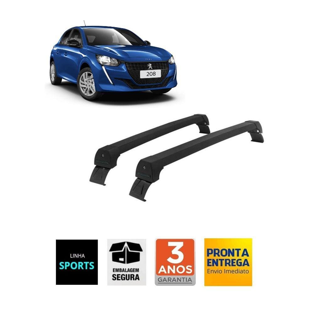 Rack Teto Peugeot 208 partir de 2020 Long Life Sports Preto
