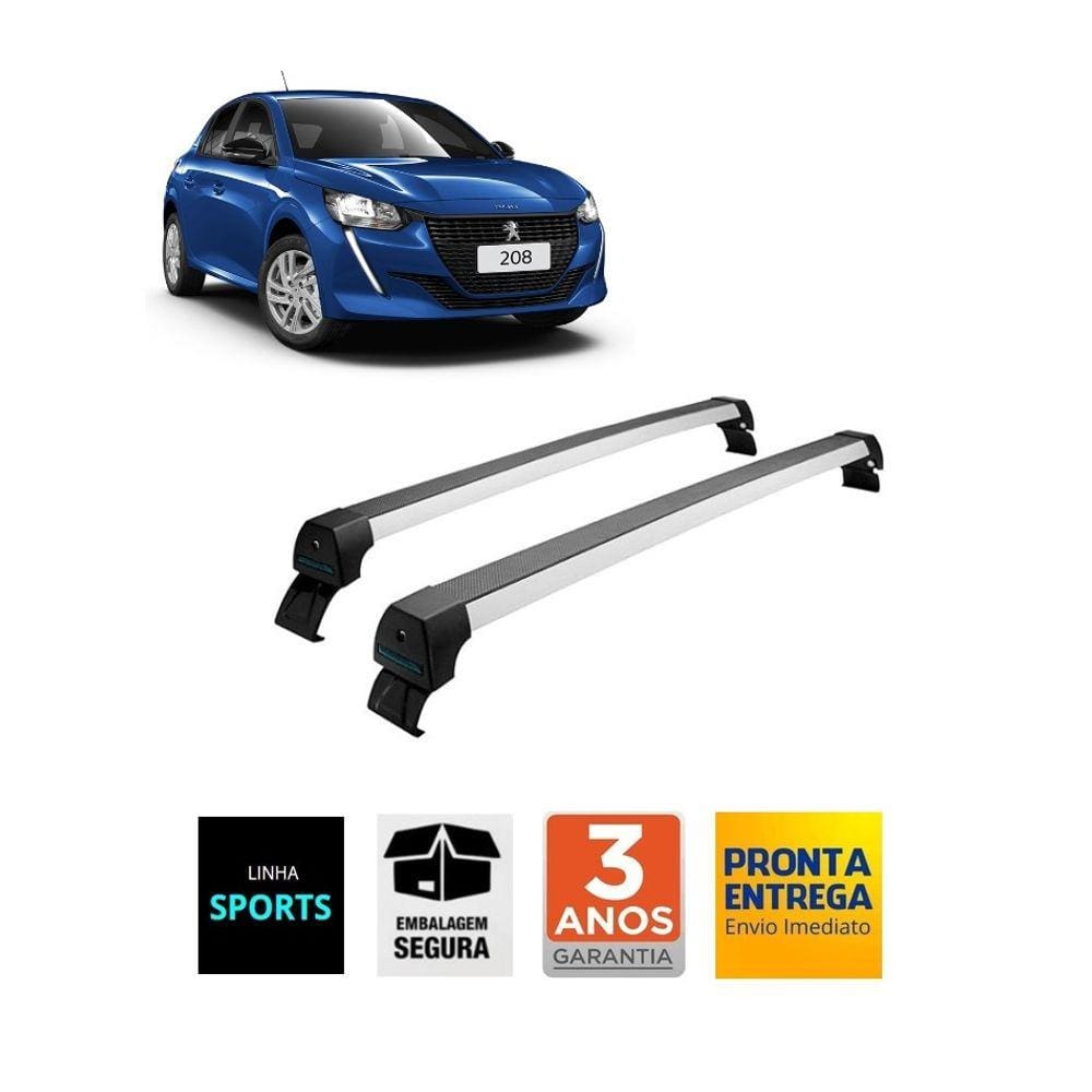 Rack Teto Peugeot 208 a Partir 2020 Long Life Sports Prata