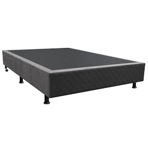 Base Box Para Cama Casal 138x188cm Liz S05 Suede Bordado Cinza - Mpozenato