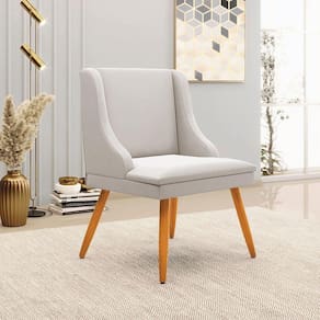 Cadeira Decorativa Sala De Jantar Pés Palito De Madeira Firenze Veludo Cinza/natural G19 - Gran Belo