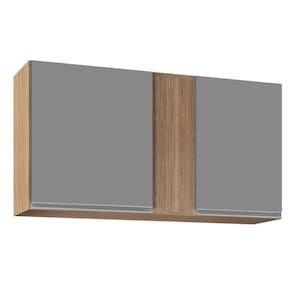 Armário Aéreo De Cozinha 100cm 2 Portas Indiana Castanho/cinza - Lumil Móveis