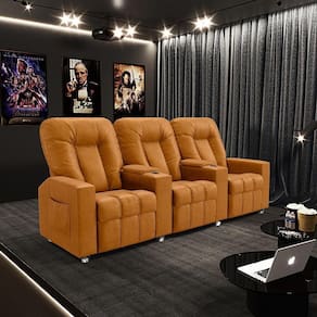 Poltrona Do Papai Reclinável 3 Lugares Sala De Cinema Pequim Manual Pu Whisky G23 - Gran Belo