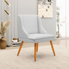 Cadeira Decorativa Sala De Jantar Pés Palito De Madeira Firenze Linho Cinza/natural G19 - Gran Belo