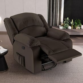 Poltrona Do Papai Reclinável Sala De Cinema Madrid Glider Manual Giratória Usb Pu Marrom G23