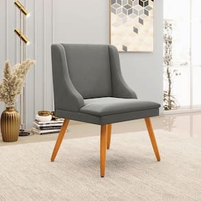 Cadeira Decorativa Sala De Jantar Pés Palito De Madeira Firenze Suede Grafite/natural G19