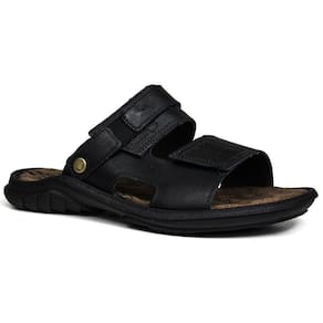 Sandália Papete Masculina de Couro Preto 3500