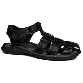 Sandália Papete Masculina de Couro Preto 6500