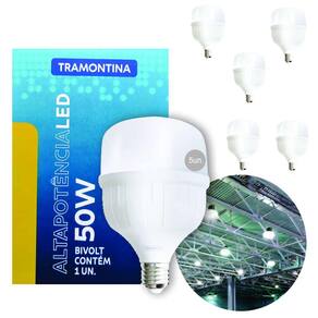 Kit 5 Lâmpadas Led Alta Potência 50W 6500K Bivolt Tramontina