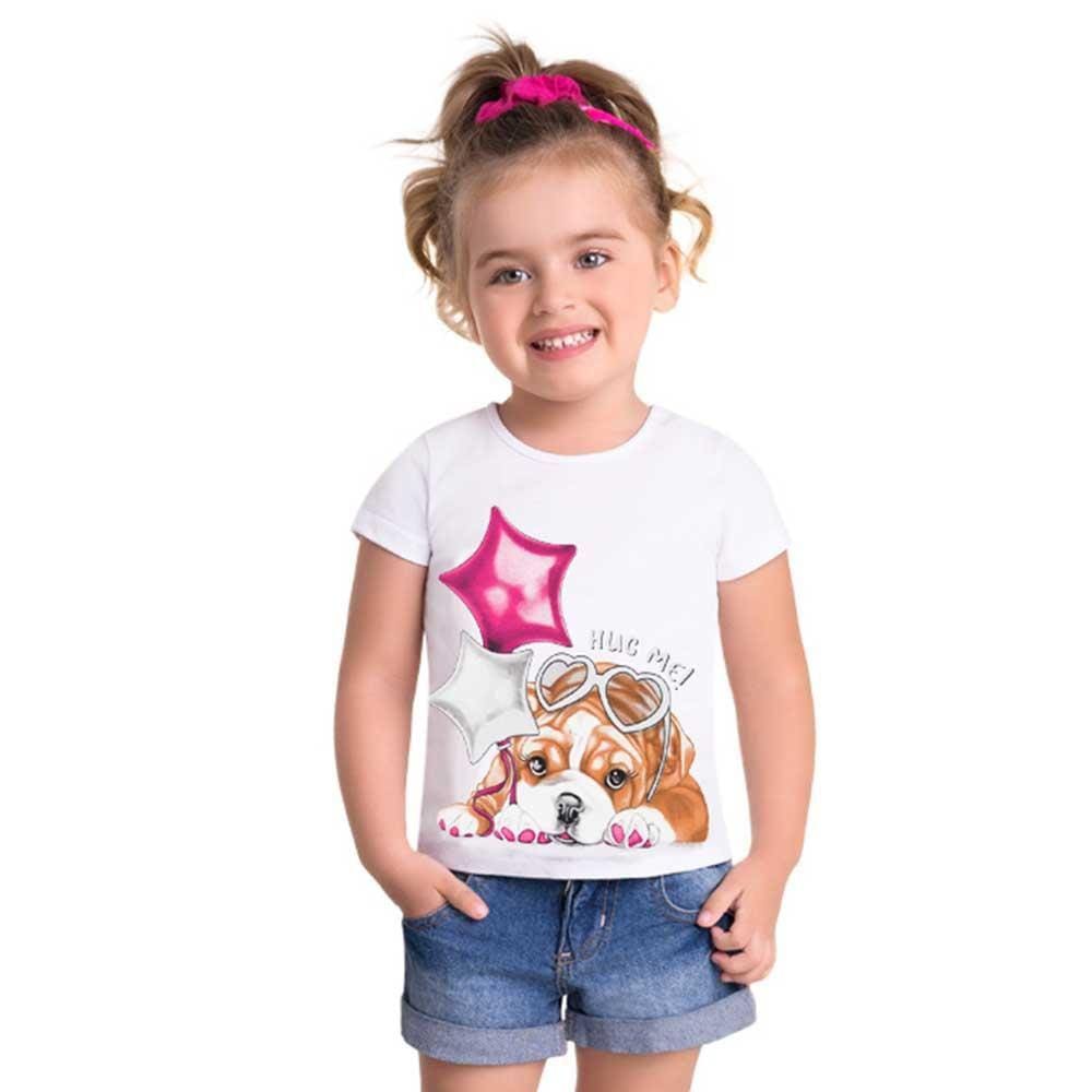 Blusa Infantil Manga Curta Malha Feminina Brandili Ref: 34631 1/3