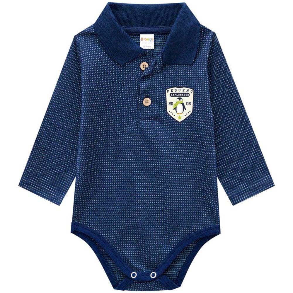 Body Infantil Polo Manga Longa Bordado Masculino Brandili  Ref: 54084  P/G
