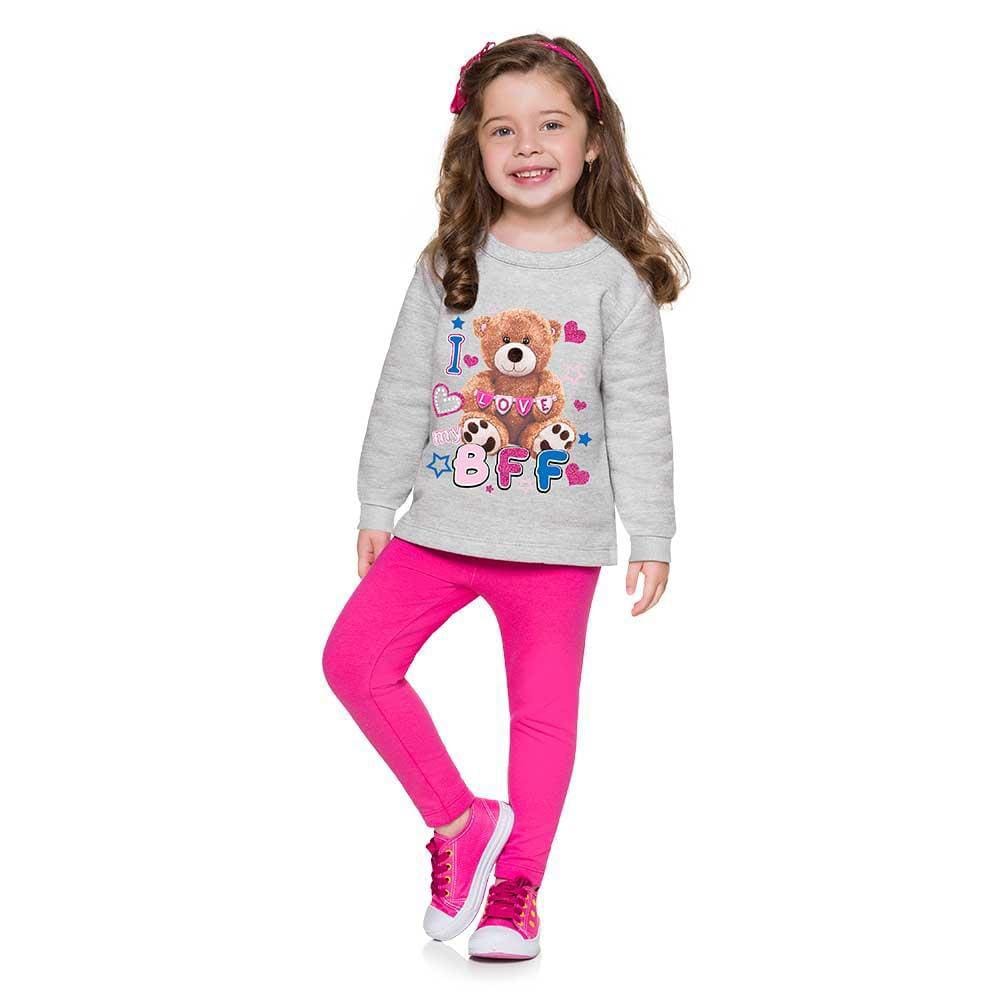 Conjunto Infantil Moletom Estampado Feminino Brandili Ref:53640 P/G