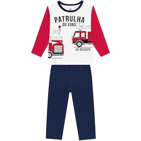 Pijama Infantil Manga Longa Meia Malha Estampado Masculino Brandili Ref:54018 1/3