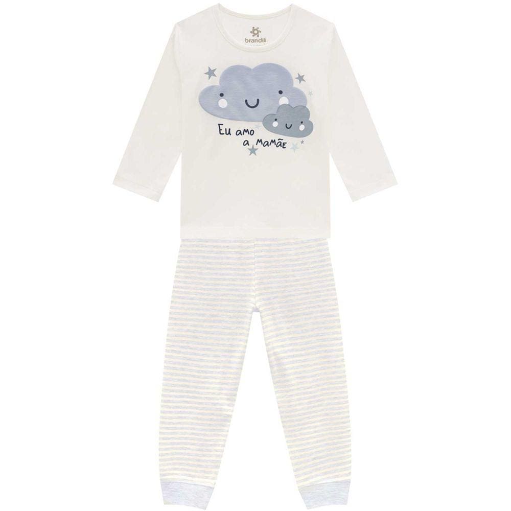 Pijama Infantil Manga Longa Meia Malha Eu Amo A Mamãe Feminino Brandili Ref:54025 1/3